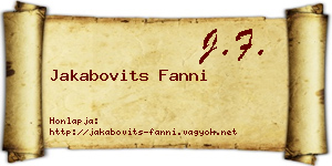 Jakabovits Fanni névjegykártya